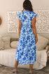 Floral Print Tiered Frilled Trim Flutter Sleeve Maxi Dress